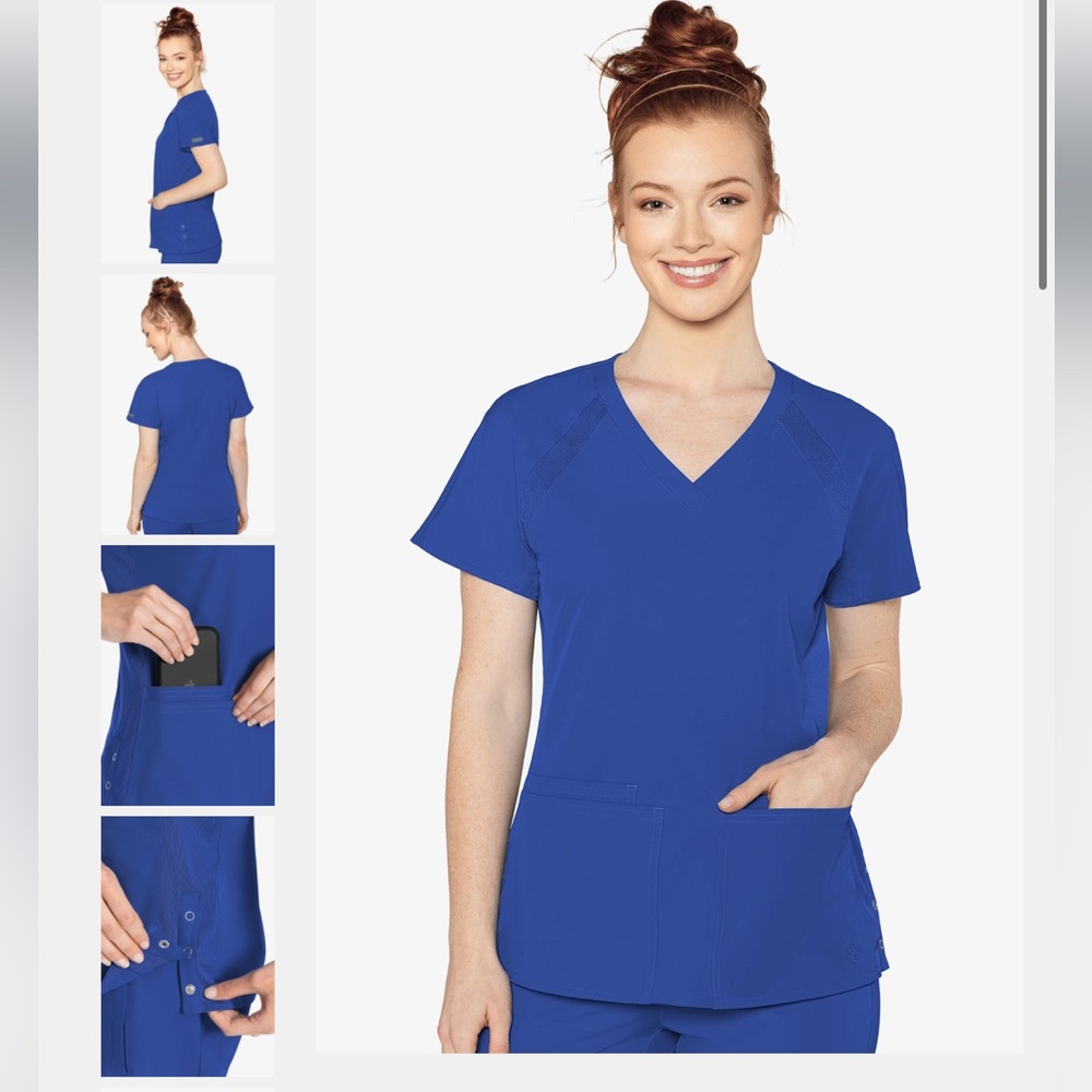 NEW Med Couture Royal Blue Scrub Top